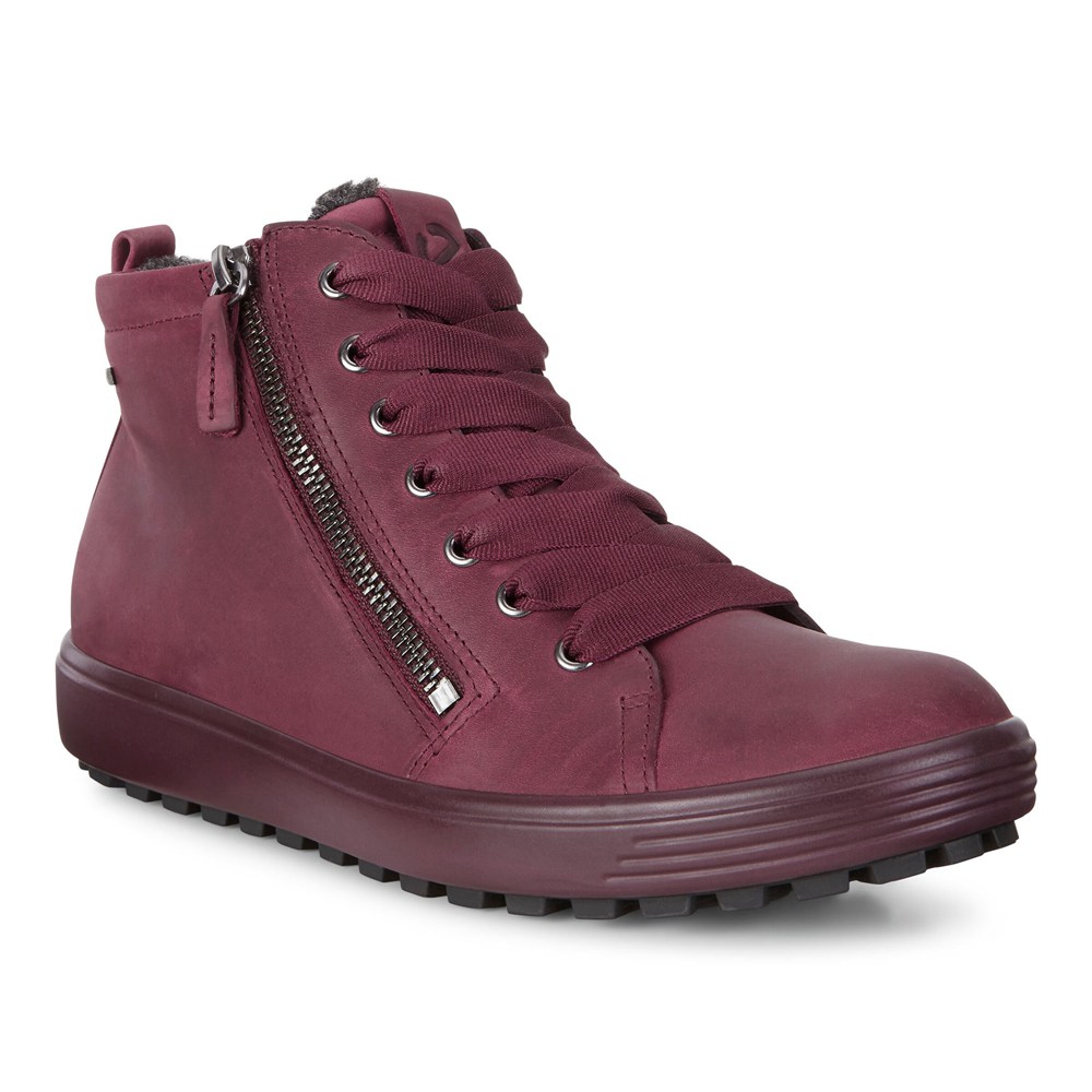 ECCO Womens Sneakers Burgundy - Soft 7 Tred Gtx Hi - QES-592480